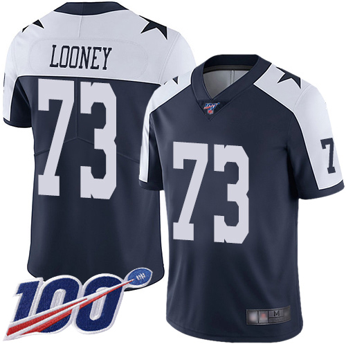 Men Dallas Cowboys Limited Navy Blue Joe Looney Alternate #73 100th Season Vapor Untouchable Throwback NFL Jersey